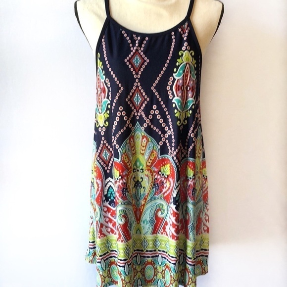 𝅺MOA Spaghetti Strap Multicolored Dress Size Medium - Picture 1 of 6